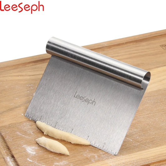 Stainless Steel Dough Scraper & Pastry Cutter – With Curved Handle, Bench Chopper Tool