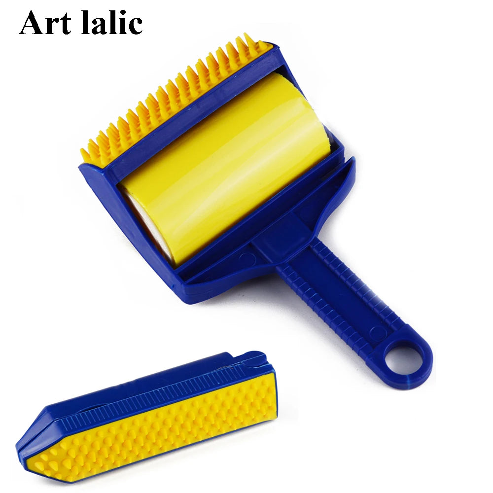 Reusable Pet Hair Remover Roller Set – Sticky Lint Roller with Travel Size Brush – For Furniture, Clothes & Car Seats