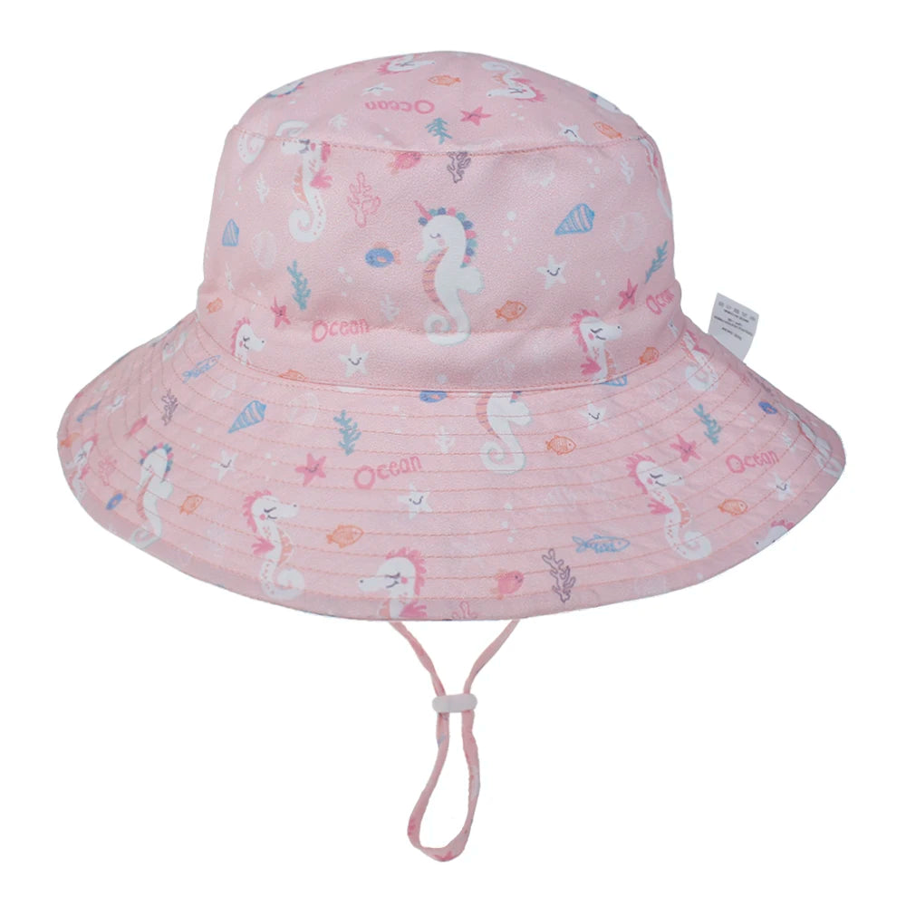 Kids Sun Hat – Adjustable Chin Strap Bucket Hat with UPF50+ UV Protection – For Ages 0-8