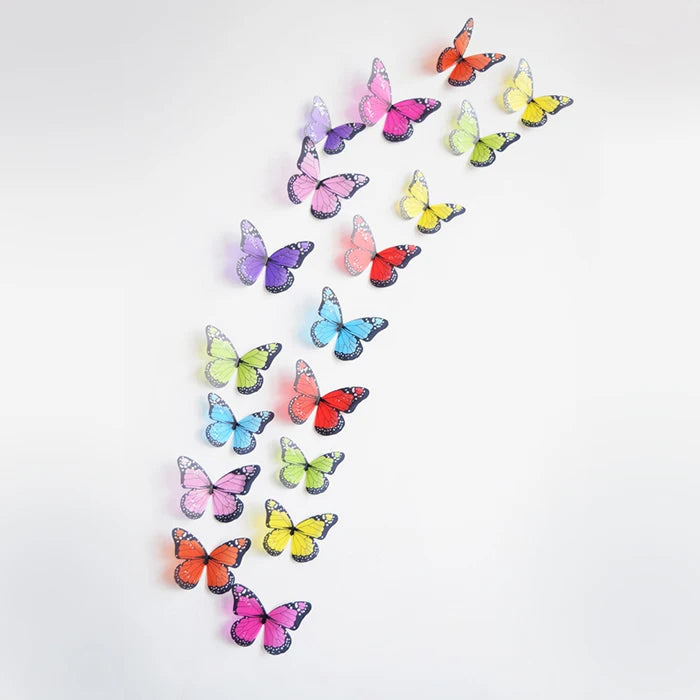 3D Butterfly PVC Wall Sticker – Multi-Color Set for Wall, Furniture, Outdoor and Indoor Decoration, 18 Pieces