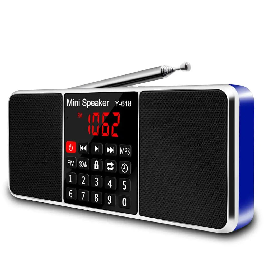 Portable FM Radio with MP3 Player – USB/TF Card Support, Dual Speakers, LED Display, Rechargeable Battery