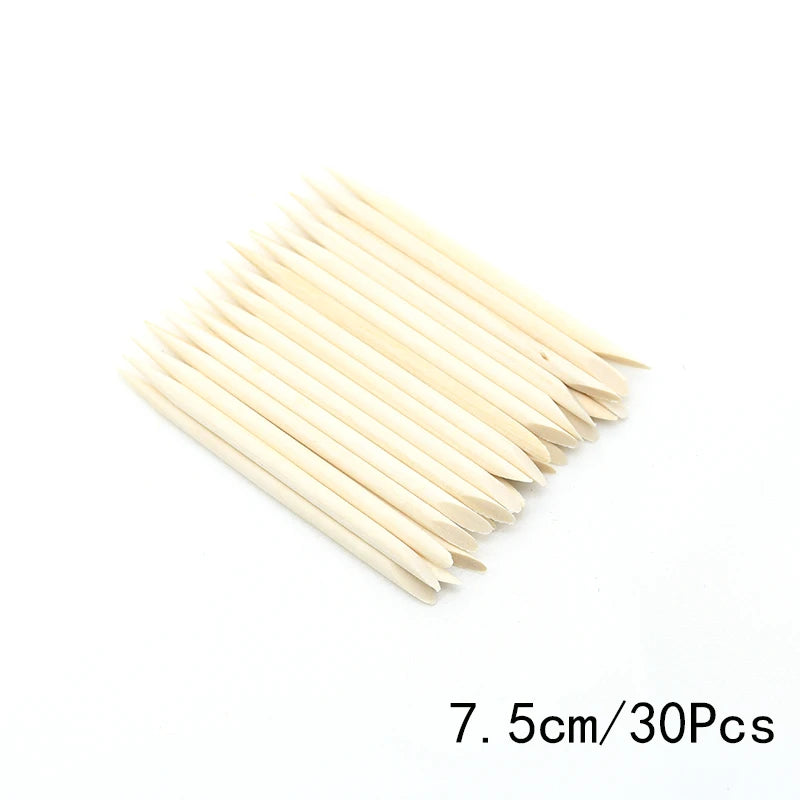 FUMOSIK Orange Wood Cuticle Pusher Combo – Natural Wooden Double-Ended Cuticle Remover Sticks