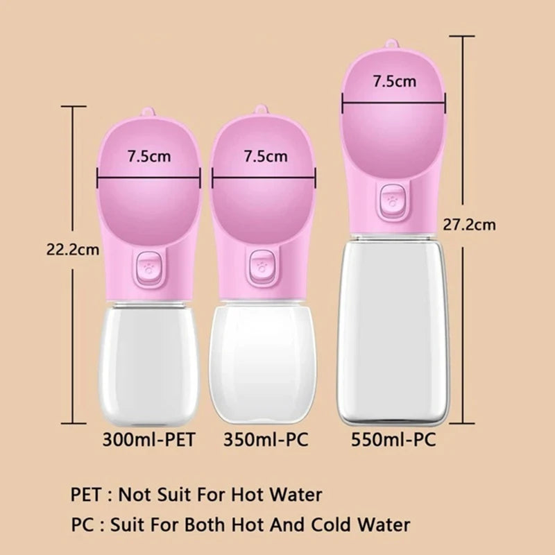 Portable Dog Water Bottle – Eco-Friendly PC Plastic Pet Water Dispenser with Lanyard – 300ml, 350ml, 550ml