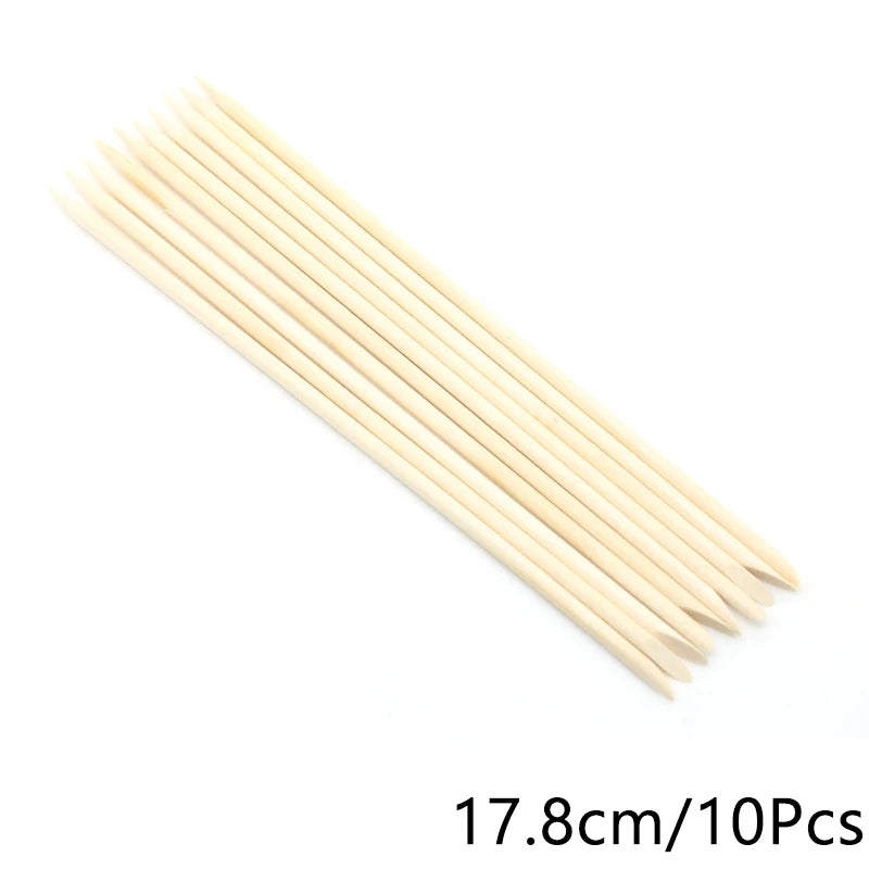 FUMOSIK Orange Wood Cuticle Pusher Combo – Natural Wooden Double-Ended Cuticle Remover Sticks