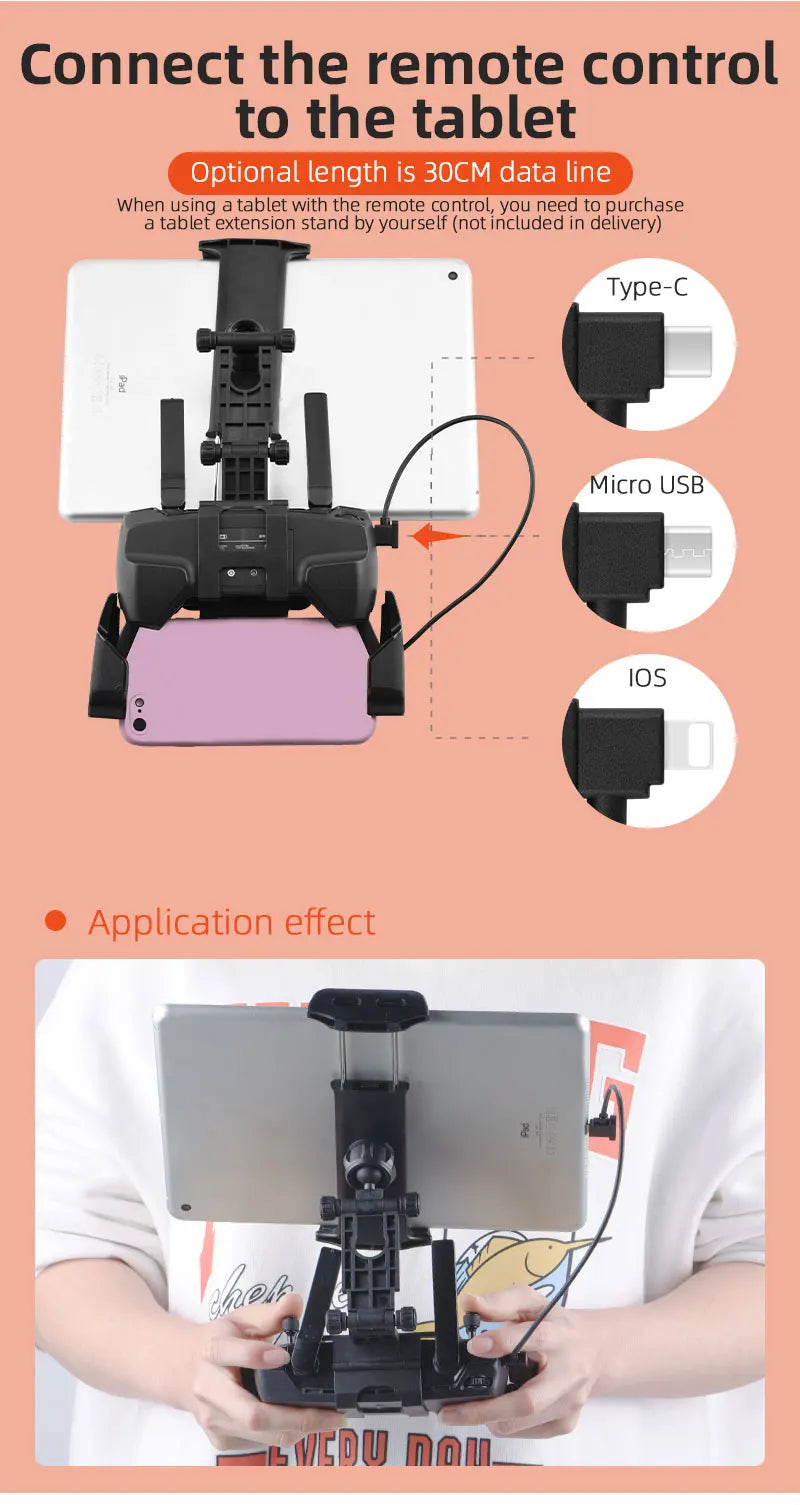 Drone Remote Control Data Cable – Type-C, Micro USB, Lightning – 15cm & 30cm for Mobile/Tablet Connection