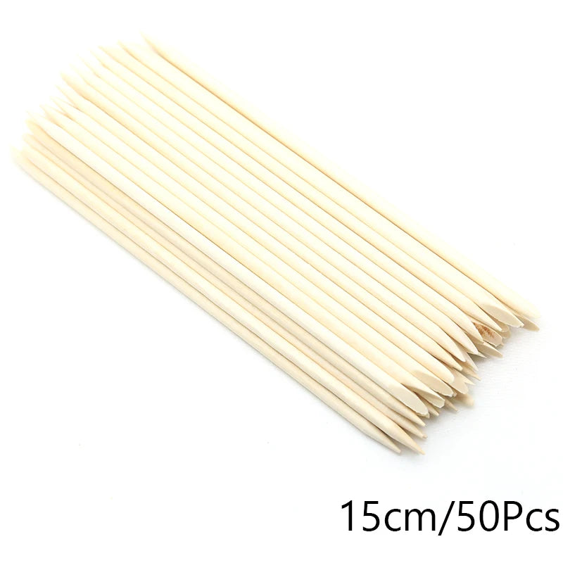 FUMOSIK Orange Wood Cuticle Pusher Combo – Natural Wooden Double-Ended Cuticle Remover Sticks