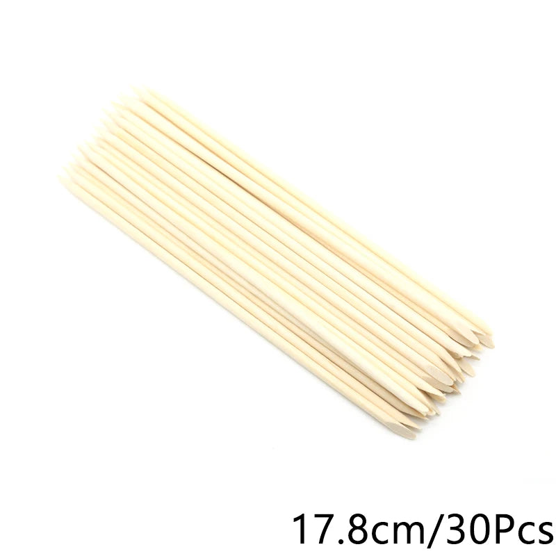 FUMOSIK Orange Wood Cuticle Pusher Combo – Natural Wooden Double-Ended Cuticle Remover Sticks