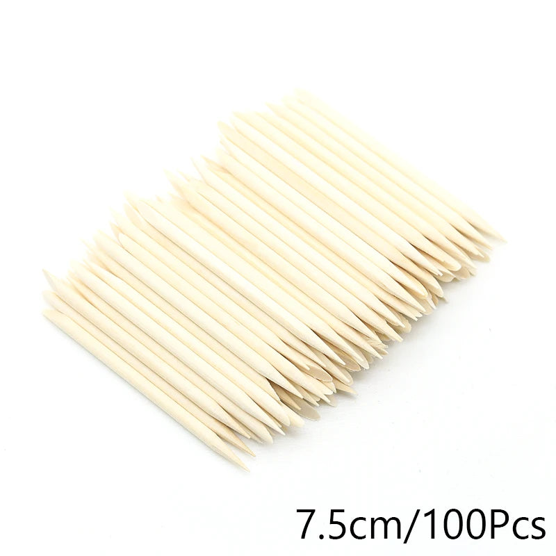 FUMOSIK Orange Wood Cuticle Pusher Combo – Natural Wooden Double-Ended Cuticle Remover Sticks