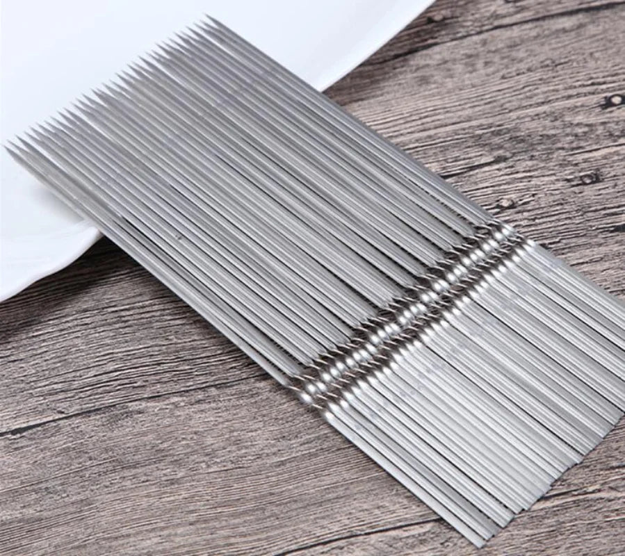 15-Pack Stainless Steel BBQ Skewers – 35cm Flat Reusable Grill Sticks for Meat, Vegetables, Camping