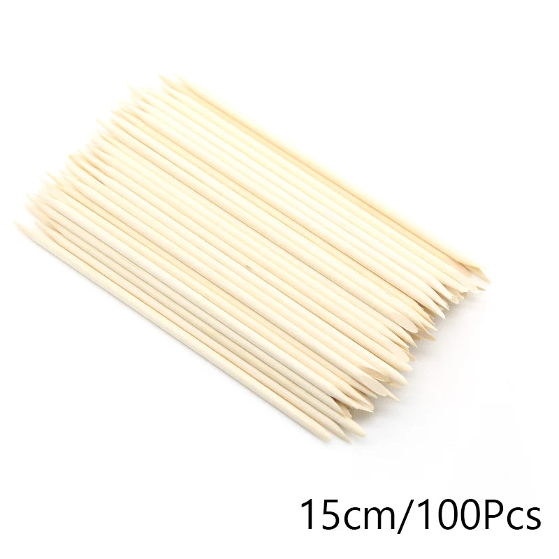 FUMOSIK Orange Wood Cuticle Pusher Combo – Natural Wooden Double-Ended Cuticle Remover Sticks