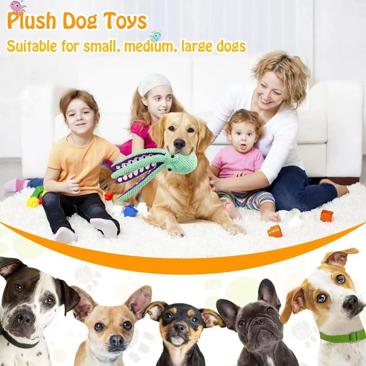 Plush Squeaky Dog Toy with Built-in Sounder – Soft Fleece Chew Toy, 11 × 8.5 × 32 cm