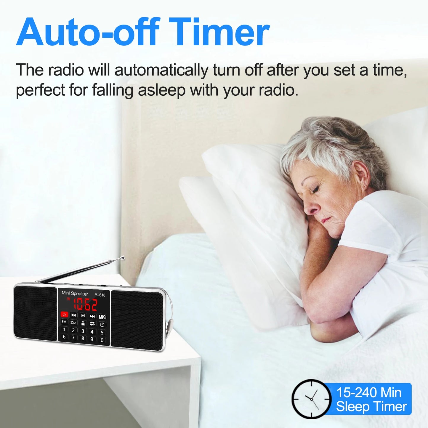 Portable FM Radio with MP3 Player – USB/TF Card Support, Dual Speakers, LED Display, Rechargeable Battery