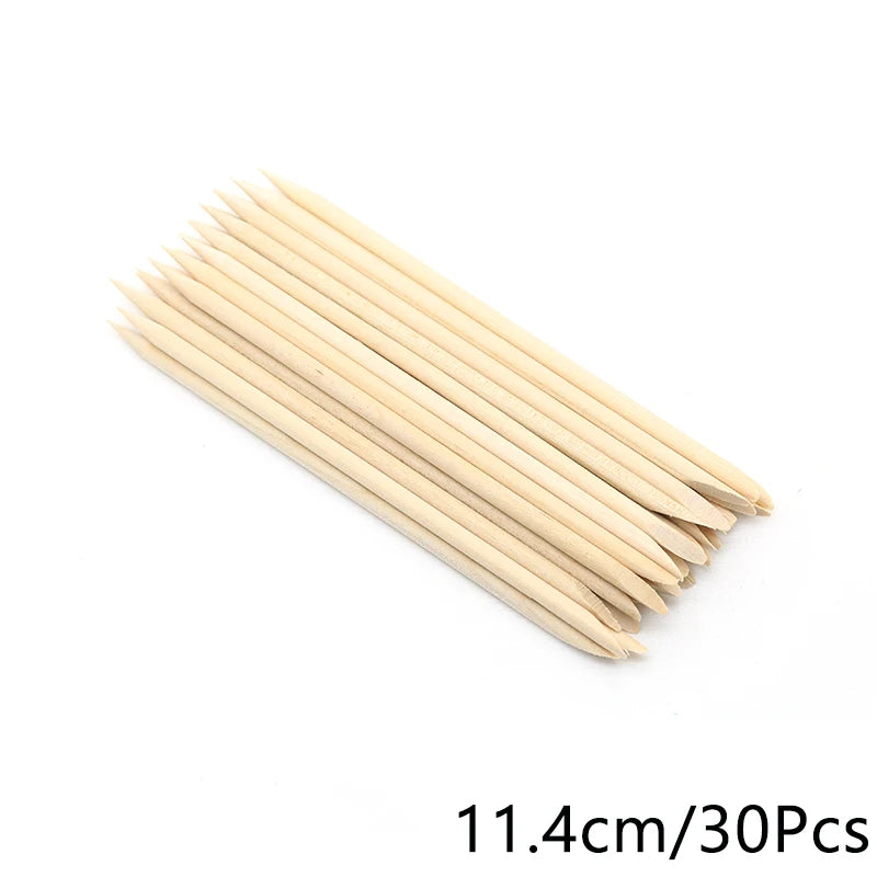 FUMOSIK Orange Wood Cuticle Pusher Combo – Natural Wooden Double-Ended Cuticle Remover Sticks