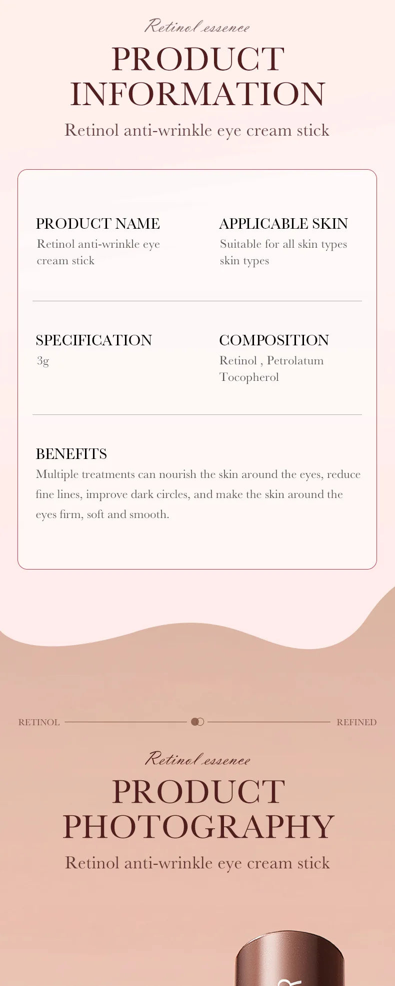 SADOER Retinol Eye Cream Stick – Anti-Dark Circles, Moisturizing & Firming – Under Eye Care