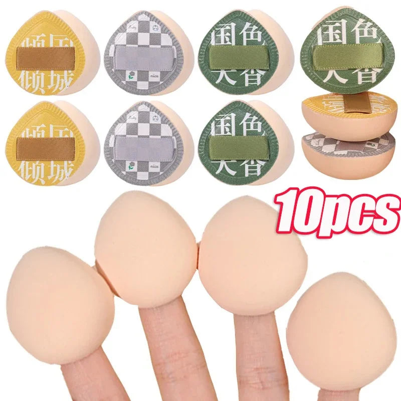 Mini Finger Makeup Sponge Puff – Natural Teardrop Cosmetic Puff – 5 or 10 PCS Set