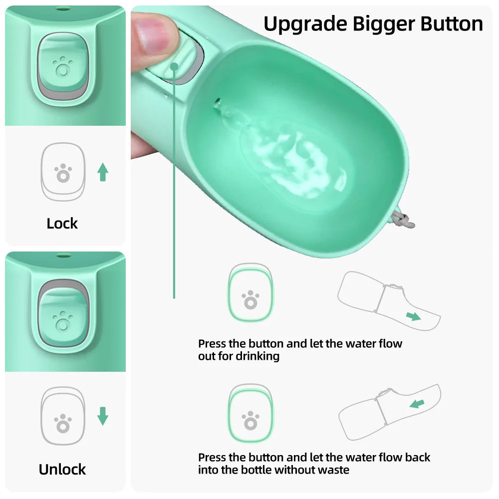 Portable Dog Water Bottle – Eco-Friendly PC Plastic Pet Water Dispenser with Lanyard – 300ml, 350ml, 550ml