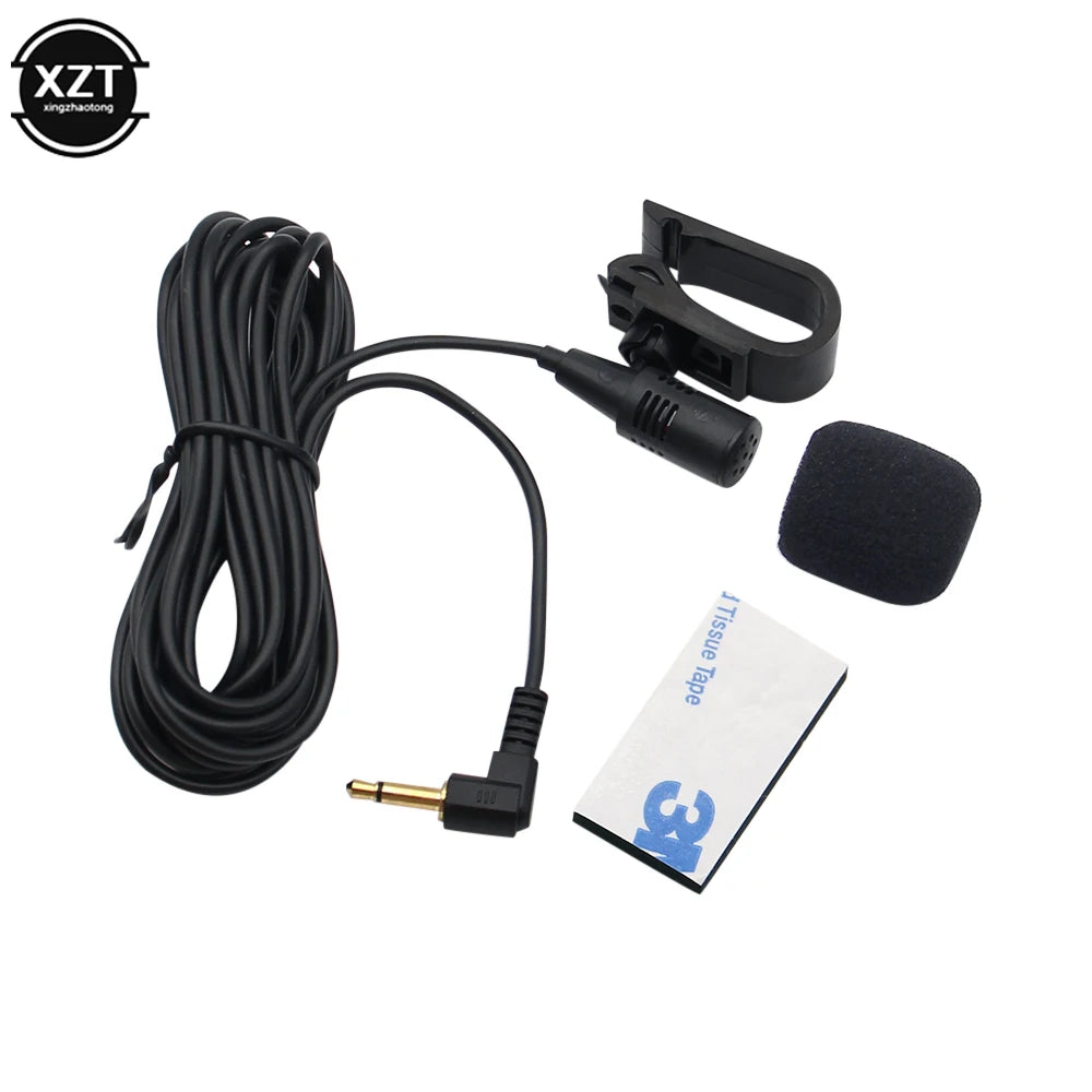 3.5mm External Car Microphone – Wired Condenser Mic with Clip for Bluetooth Head Units