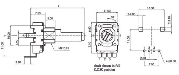 10K Rotary Potentiometer – 4-Pin, Top Adjustment, D-Shaft, Linear B Type