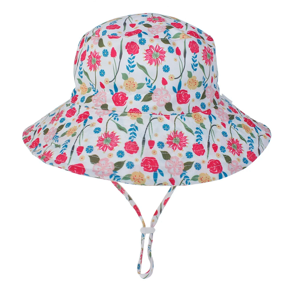 Kids Sun Hat – Adjustable Chin Strap Bucket Hat with UPF50+ UV Protection – For Ages 0-8