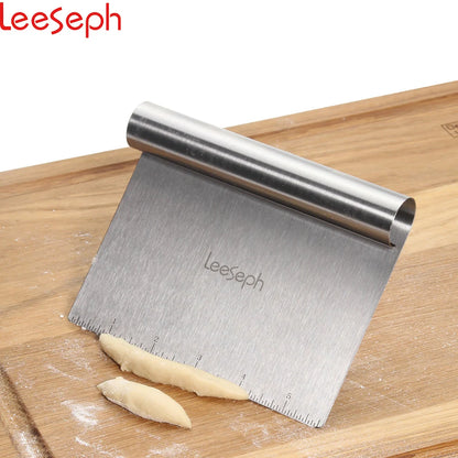 Stainless Steel Dough Scraper & Pastry Cutter – With Curved Handle, Bench Chopper Tool