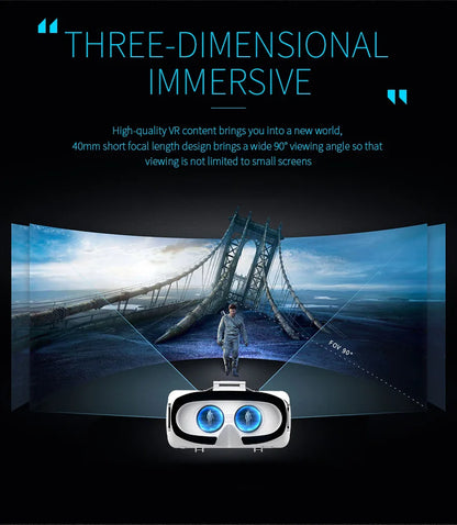 Virtual Reality Headset with Wireless Bluetooth Controller – 3D VR Glasses for Smartphones (4.7–6.1")