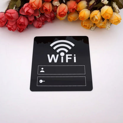 WIFI Sign 3D Acrylic Mirror Wall Sticker – Rewritable 10cm Square with Self-Adhesive Backing for Home and Public Spaces