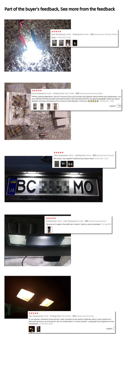 Siweex Universal LED License Plate Lights – 31mm/36mm/39mm/41mm, White or Warm White