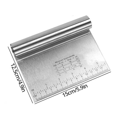 Stainless Steel Dough Scraper & Pastry Cutter – With Curved Handle, Bench Chopper Tool