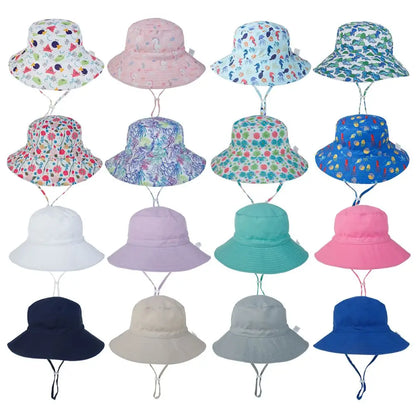 Kids Sun Hat – Adjustable Chin Strap Bucket Hat with UPF50+ UV Protection – For Ages 0-8