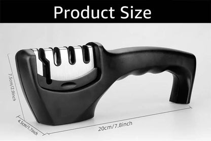 4-Stage Knife and Scissors Sharpener – Non-Slip Base, Ergonomic Handle, Diamond & Ceramic Slots
