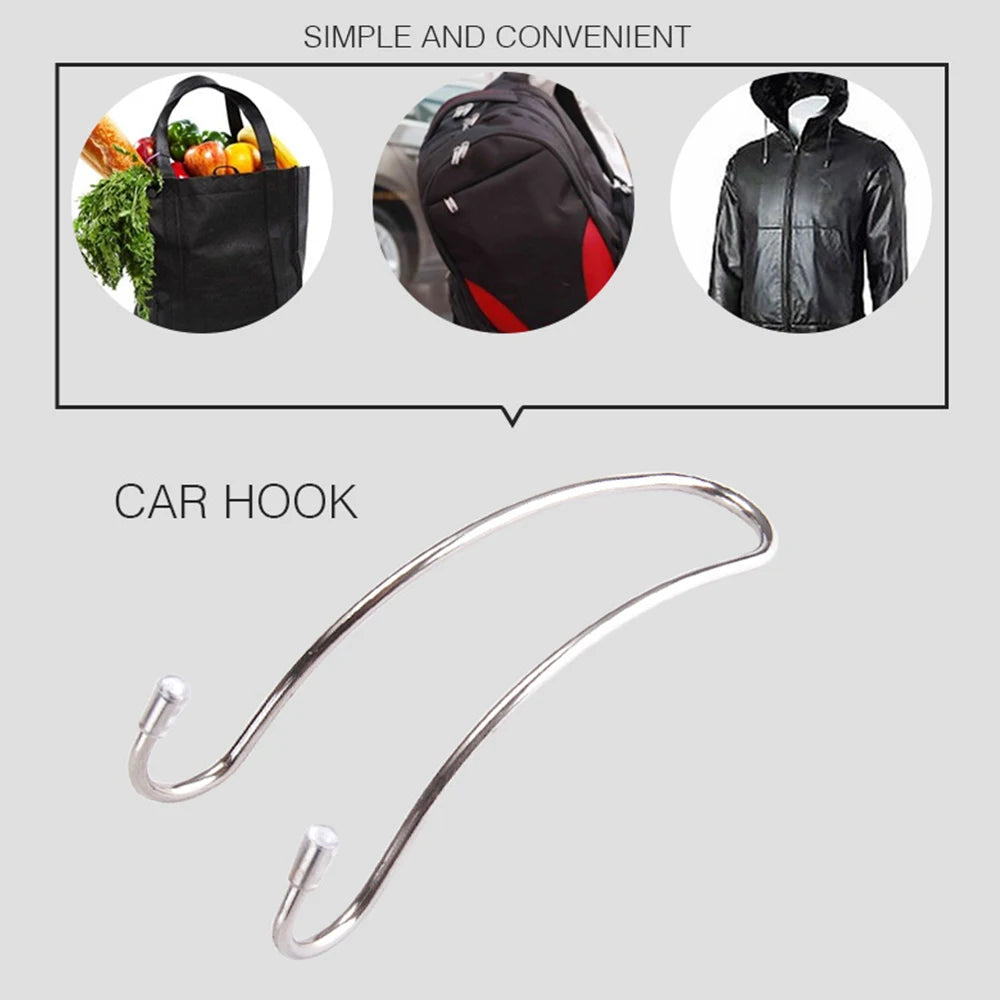 Stainless Steel Car Seat Back Hook – Multi-Function Storage Holder, Silver