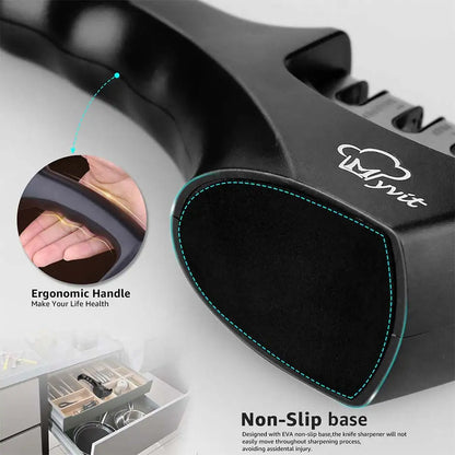 4-Stage Knife and Scissors Sharpener – Non-Slip Base, Ergonomic Handle, Diamond & Ceramic Slots