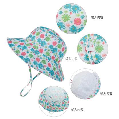 Kids Sun Hat – Adjustable Chin Strap Bucket Hat with UPF50+ UV Protection – For Ages 0-8