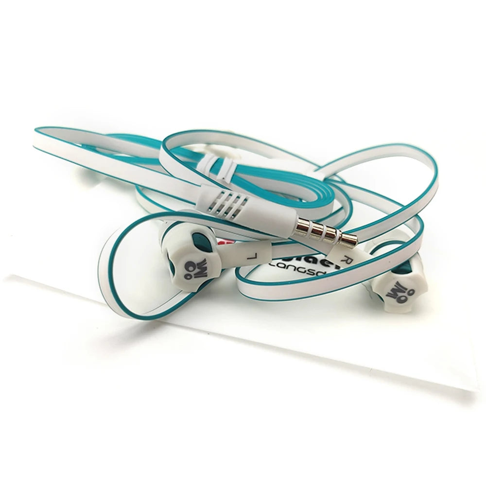 3.5mm Wired In-Ear Headphones with Microphone – Stereo Sound, Flat Tangle-Free Cable, Noise Isolation