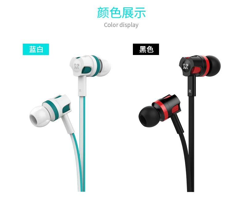 3.5mm Wired In-Ear Headphones with Microphone – Stereo Sound, Flat Tangle-Free Cable, Noise Isolation