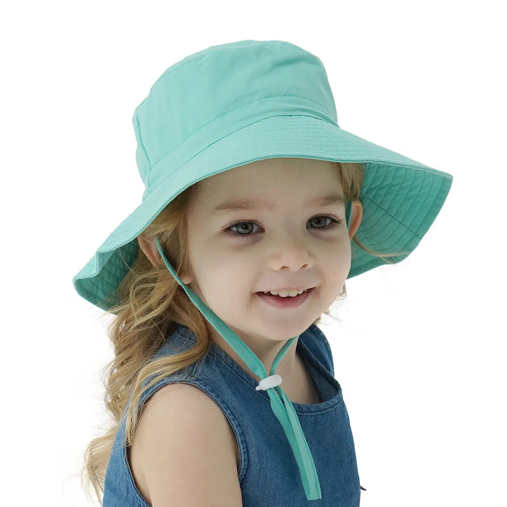 Kids Sun Hat – Adjustable Chin Strap Bucket Hat with UPF50+ UV Protection – For Ages 0-8