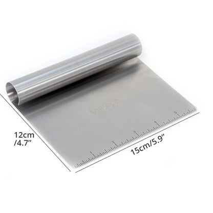 Stainless Steel Dough Scraper & Pastry Cutter – With Curved Handle, Bench Chopper Tool
