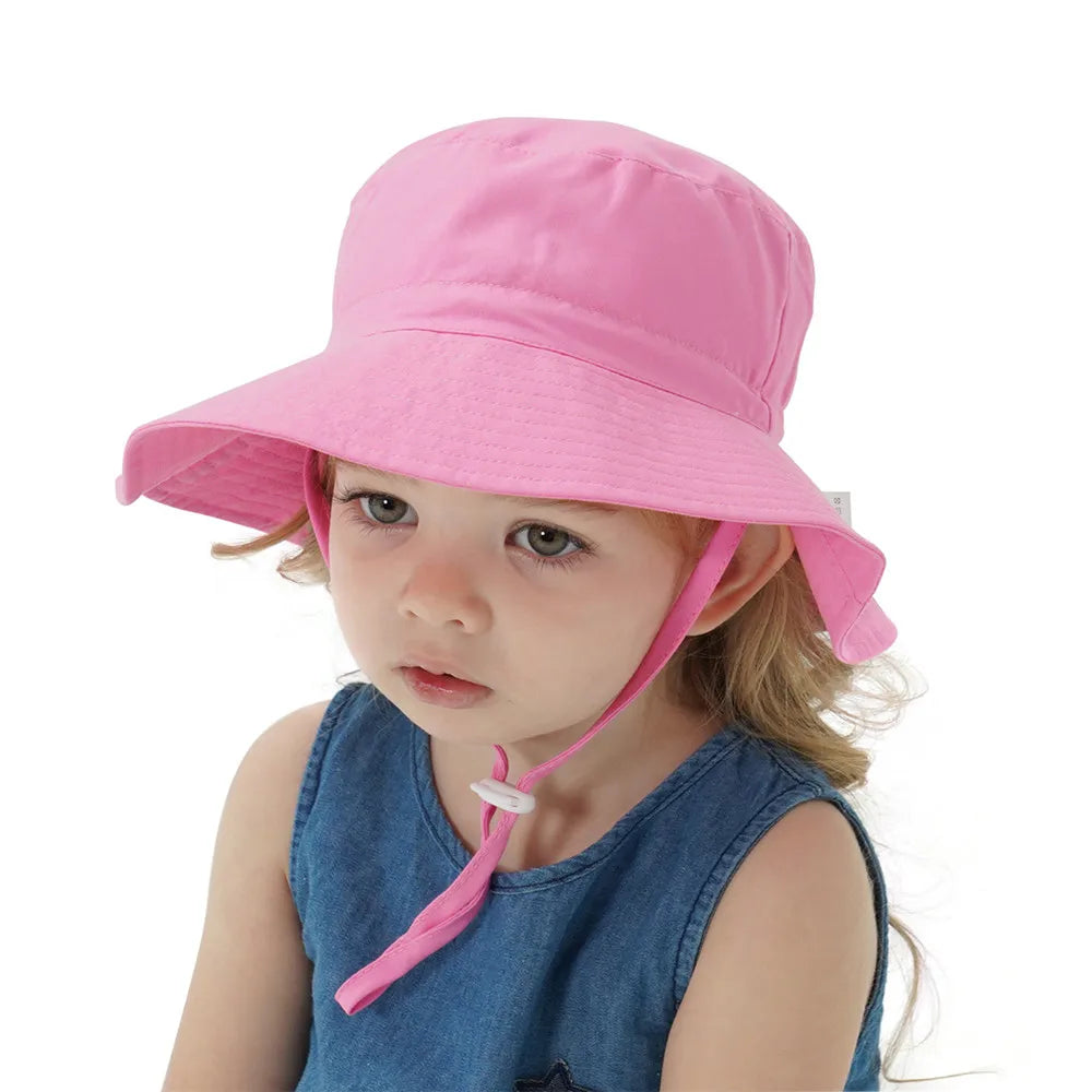 Kids Sun Hat – Adjustable Chin Strap Bucket Hat with UPF50+ UV Protection – For Ages 0-8