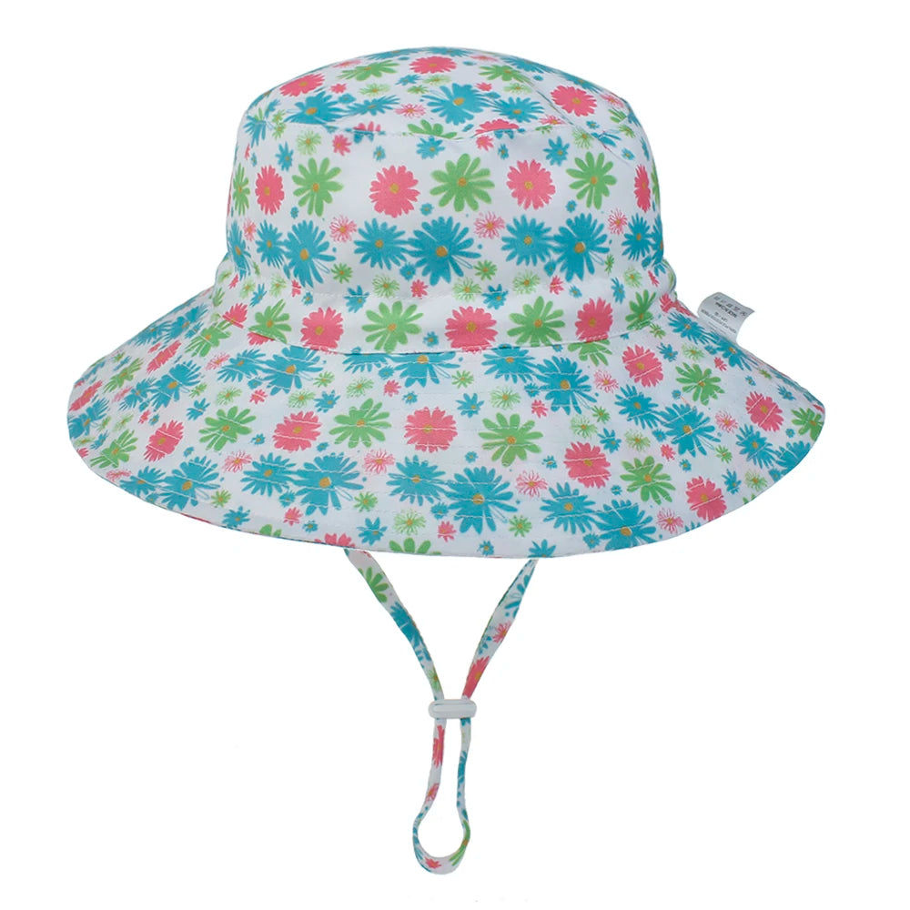 Kids Sun Hat – Adjustable Chin Strap Bucket Hat with UPF50+ UV Protection – For Ages 0-8