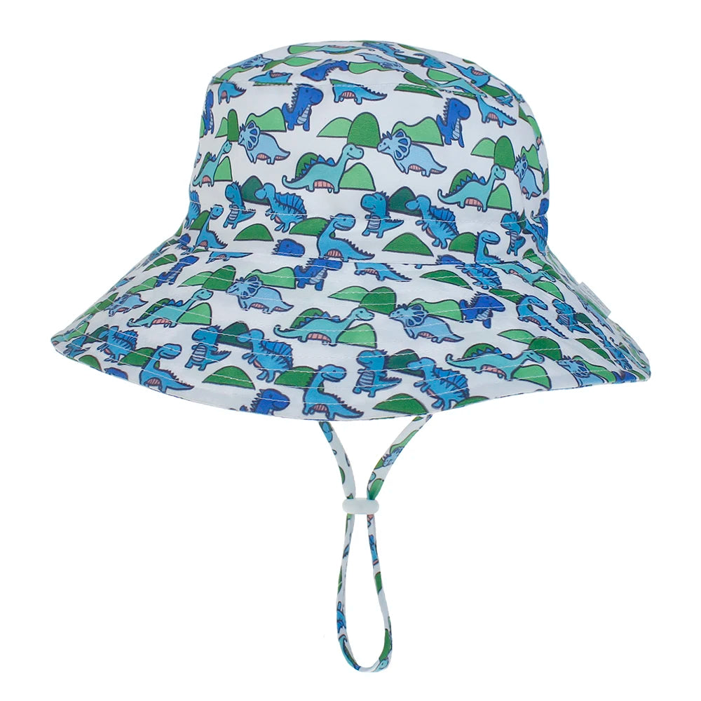 Kids Sun Hat – Adjustable Chin Strap Bucket Hat with UPF50+ UV Protection – For Ages 0-8