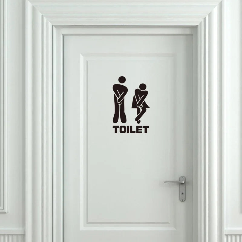 Toilet Door Wall Sticker – Modern PVC Vinyl Decal, Waterproof & Removable (12 × 19.5 cm)