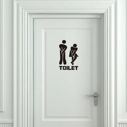 Toilet Door Wall Sticker – Modern PVC Vinyl Decal, Waterproof & Removable (12 × 19.5 cm)