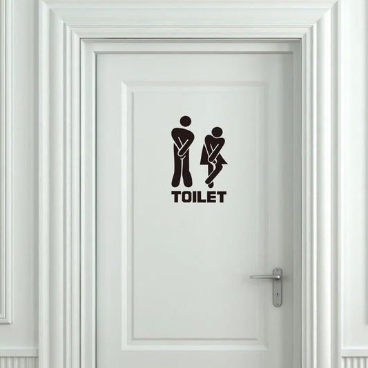 Toilet Door Wall Sticker – Modern PVC Vinyl Decal, Waterproof & Removable (12 × 19.5 cm)