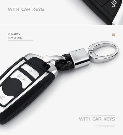 Fashion Retro Leather and Zinc Alloy Keychain – Handwoven Charm for Women
