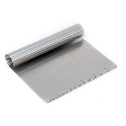 Stainless Steel Dough Scraper & Pastry Cutter – With Curved Handle, Bench Chopper Tool