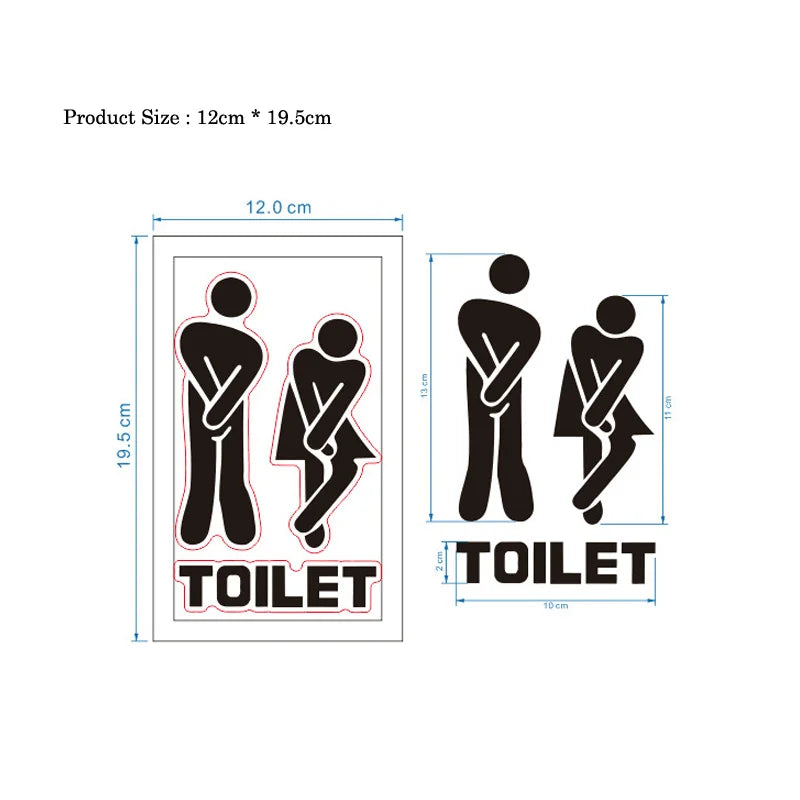 Toilet Door Wall Sticker – Modern PVC Vinyl Decal, Waterproof & Removable (12 × 19.5 cm)