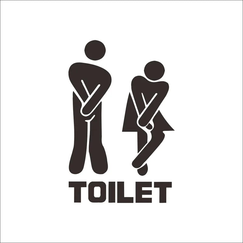 Toilet Door Wall Sticker – Modern PVC Vinyl Decal, Waterproof & Removable (12 × 19.5 cm)