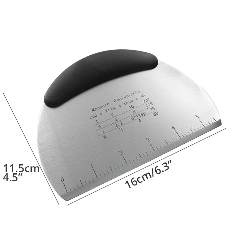 Stainless Steel Dough Scraper & Pastry Cutter – With Curved Handle, Bench Chopper Tool