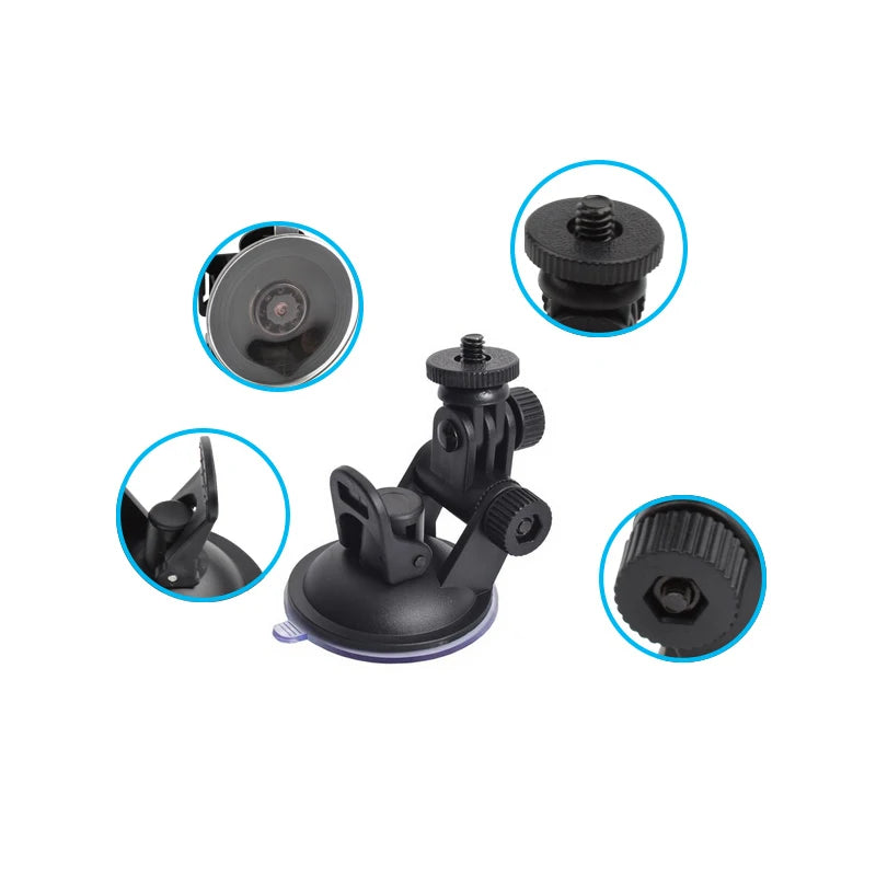 Universal Car Suction Cup Mount Tripod Holder for Dash Cameras and Action Cameras