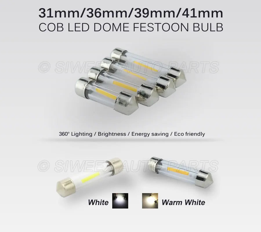 Siweex Universal LED License Plate Lights – 31mm/36mm/39mm/41mm, White or Warm White